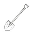 Garden shovel icon, sketch style.