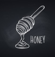 Wall Mural - Honey dipper, chalkboard style