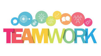 Wall Mural - TEAMWORK vector concept typography banner