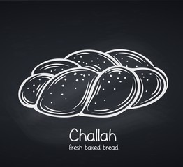 Poster - Challah bread, chalkboard style.