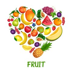 Wall Mural - Berries and fruits design healthy food.