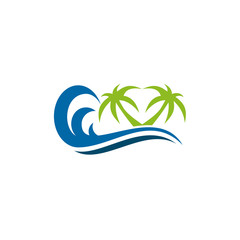 Poster - Coconut tree icon logo design vector template