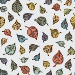 Wall Mural - Seamless vector pattern with leaves, floral background