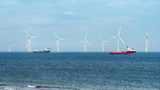 Fototapeta Przestrzenne - Offshore wind turbine farm on Scotland coast of Aberdeen