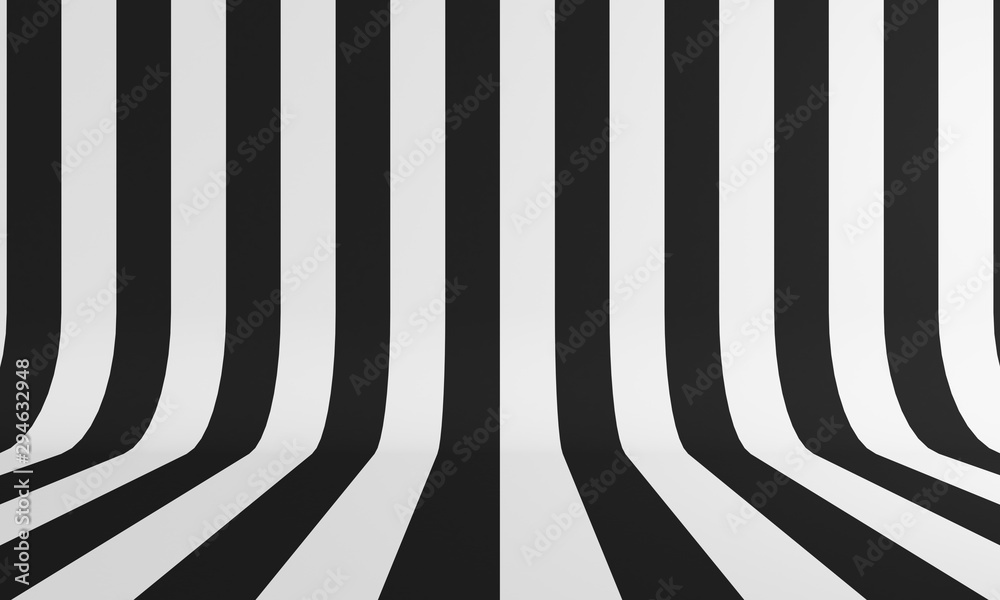 Abstract background with black and white line. 3d rendering - obrazy, fototapety, plakaty 