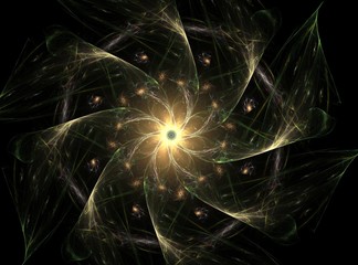 Poster - Abstract fractal color background with crossing circles and oval. Motion illustration.