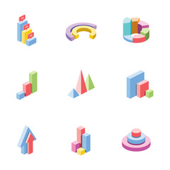 Poster - Charts, infographics, diagrams. Vector 3d isometric color icon new flat style. Creative illustration, idea for infographics.