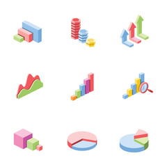 Poster - Charts, infographics, diagrams. Vector 3d isometric color icon new flat style. Creative illustration, idea for infographics.