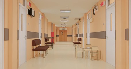 Wall Mural - Visualization of the corridor interior of the medical institution