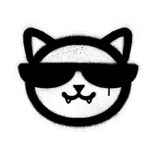 Graffiti Cool Cat Icon Sprayed In Black Over White