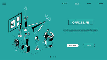 Aufkleber - Office life - line design style isometric web banner