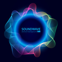 Soundwave Vector Abstract Background. Music Radio Wave. Sign Of Audio Digital Record, Vibration, Pulse And Music Soundtrack.