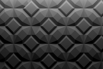 Wall Mural - Black clean delicate beautiful pattern made of structured geometric shapes. 3d illustration.