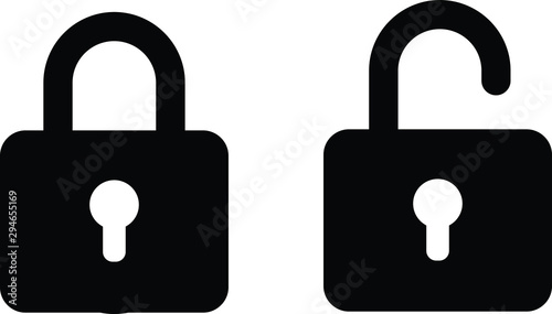 Cuadros en Lienzo illustration vector icon of close and open lock
