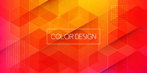 Aufkleber - Vector Abstract geometric background. Template brochure design. Color hexagon shape