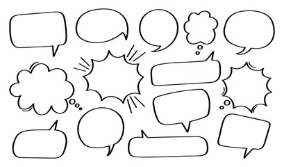 Fototapete - Set hand drawn speech bubble or chat bubble. Vector illustration