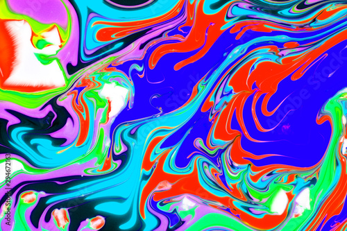 Abstract painting technique Ebru .Turkish style Ebru on the water with acryli...