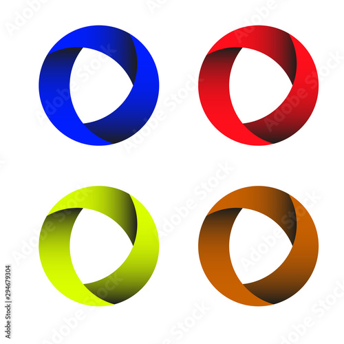 Set with elements for creating logos.  Multicolored circles with gradients an...