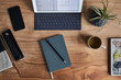 © Trinette Reed/Stocksy - Overhead shot of a tablet computer on a wooden desk