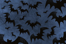 Old Paper Texture With Bats Motif - Background For Halloween