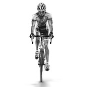 Sport. Athlete Cyclists In Silhouettes On White Background.