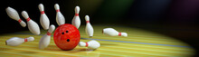 Bowling Background With Pins And Ball.
