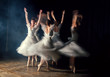 © Alexandr Ivanets/Stocksy - Ballerinas in dresses whirling on scene in darkness in fog