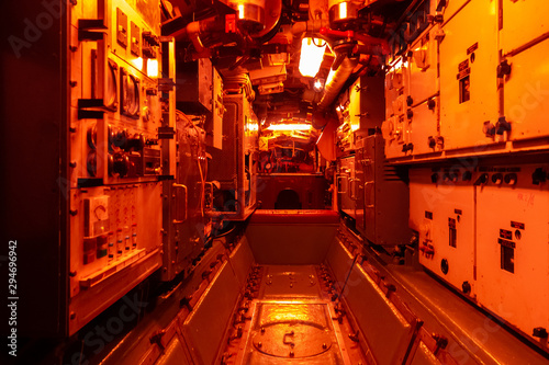 Fotomural Interior of combat submarine compartment with devices of control