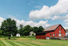 Rural Barn With American Flag