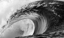 Close Up Of A Huge And Powerful Wave Breaking, Tahiti Black And White