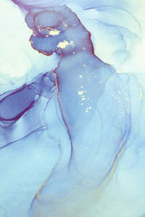  Abstract created using the technique of Alcohol ink. Macro photography of the smallest details of a panting. The panting shows how overflows of shades and colors of paint resemble space motifs.