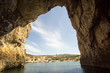 Boat trip inside the cave leading to Inland Sea in Dwejra, Lawrenz, Gozo, Malta