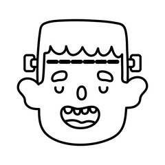 Poster - boy face frankenstein trick trick or treat happy halloweenline design