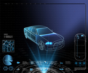 Poster - Futuristic user interface. HUD UI. Abstract virtual graphic touch user interface. Cars infographic. Vector science abstract.  Vector illustration.