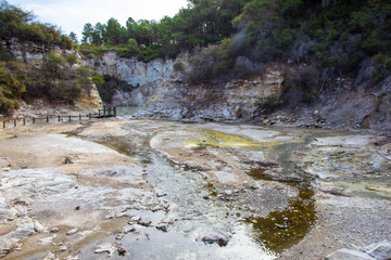 view of geo thermal park Waiotapu, New Zealand