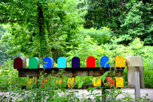 Mailboxe Row In Rainbow Colors