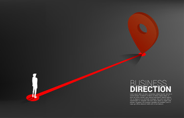 Aufkleber - Route between 3D location pin markers and businessman . Concept for Location and business direction.