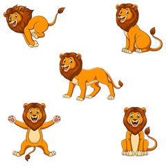 Poster - Cartoon lion set with different pose