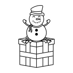 Canvas Print - merry christmas cute snowman in gift character