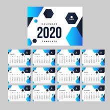 Corporate Blue Calendar 2020 Background Template