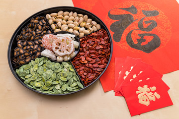 Poster - Traditional chinese snack tray for lunar new year celebration