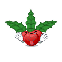 Sticker - Tongue out christmas holly berry in the cartoon