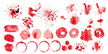 Vector Set Of Red Splashes On White Background