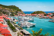 Gustavia, St Barts. Luxury yachts in harbor, West Indies, Caribbean.