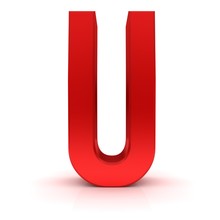 U Letter Red U Character Capital Letter 3d Render Graphic Sign 