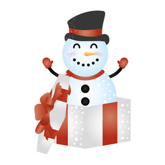 Wall Mural - merry christmas cute snowman in gift character