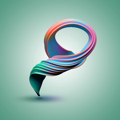 Colorful swirl on a green background. 3D render / rendering