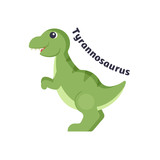 Fototapeta Dinusie - Funny tyrannosaurus in cartoon style on white background