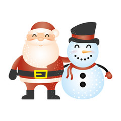 Wall Mural - merry christmas cute snowman with santa claus