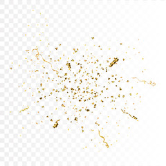 Gold Confetti Isolated On White Background. Celebrate Vector Illustration
